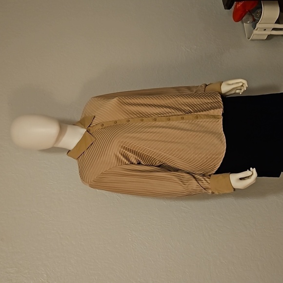 VTG MERONA Tan Vee Striped Button Down Shirt XL - Picture 2 of 8